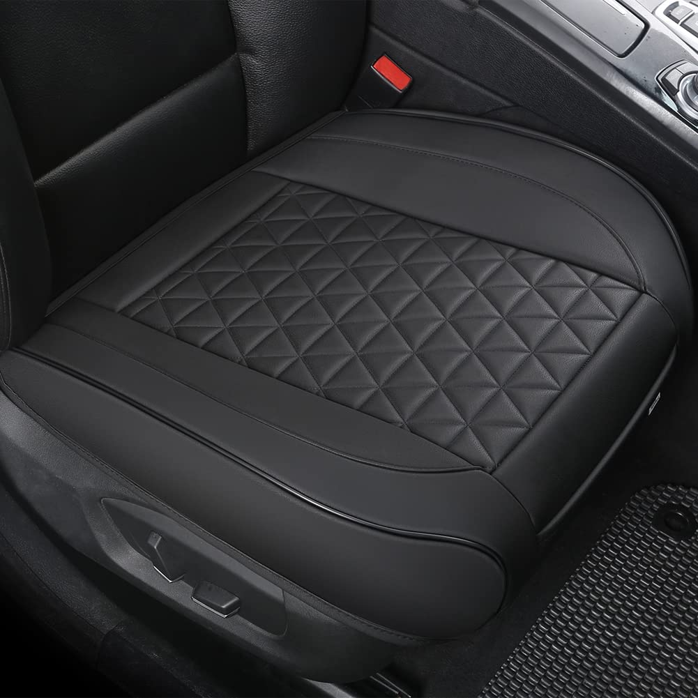 Black Panther 1 Pair Front Seat Covers Luxury Faux Leather - Product Imagery