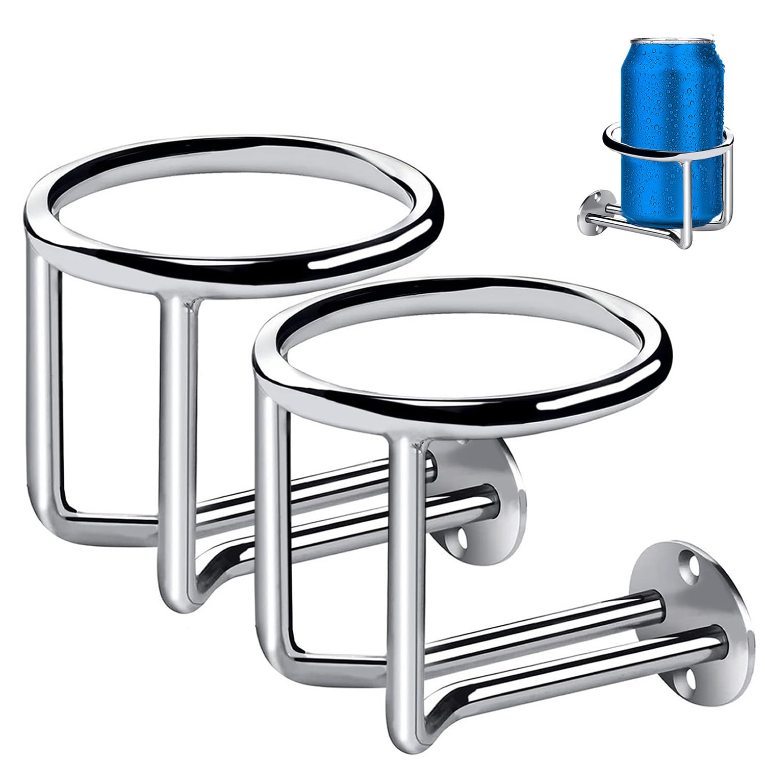 Boat Cup Holder, 2 Pcs Boat Ring Cup Holder, Stainless Steel - Product Imagery
