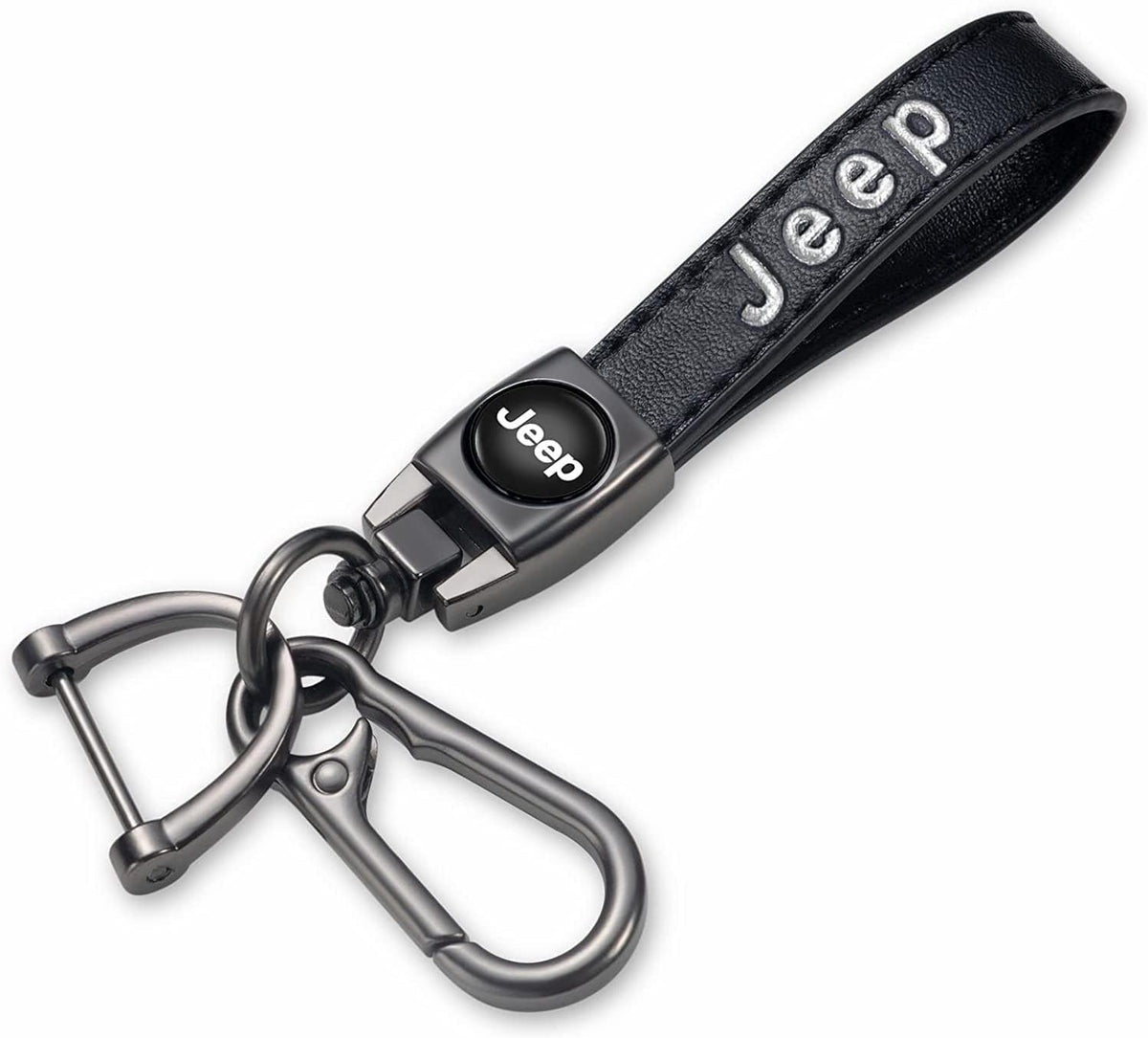 Genuine Leather Car Key Chain Compatible with Jeep Keychain Key - Product Imagery