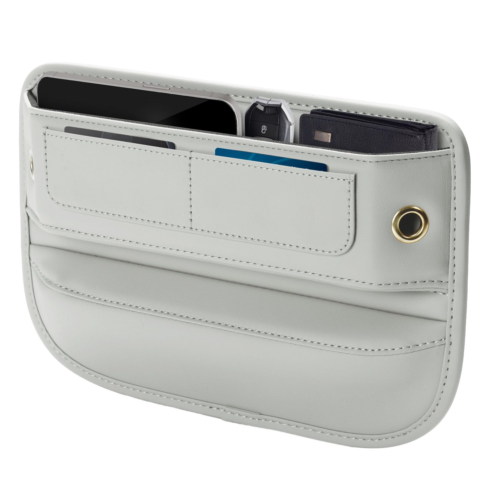Universal Fit Premium Leather Car Seat Gap Filler Organizer, - Product Imagery