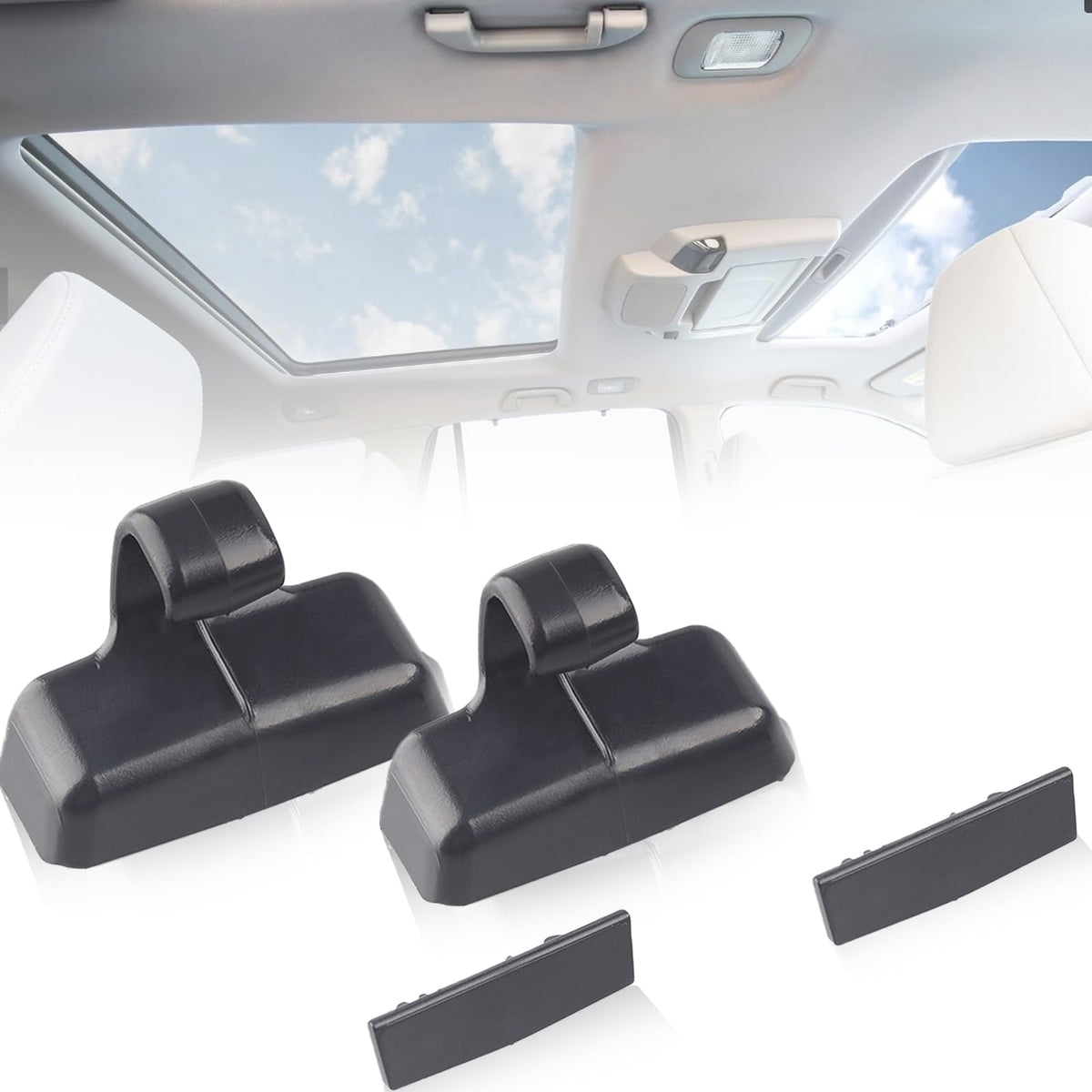 Rear Sun Shade Hook Clip with Cover Kit Black Compatible with - Product Imagery