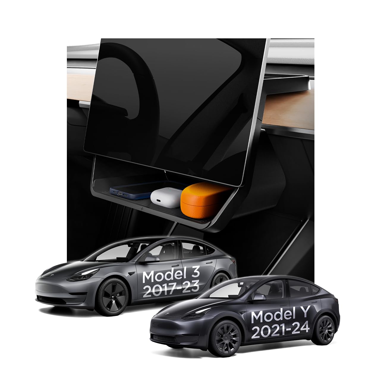 Spigen Under Screen Storage Organizer for Legacy Tesla Model Y - Product Imagery