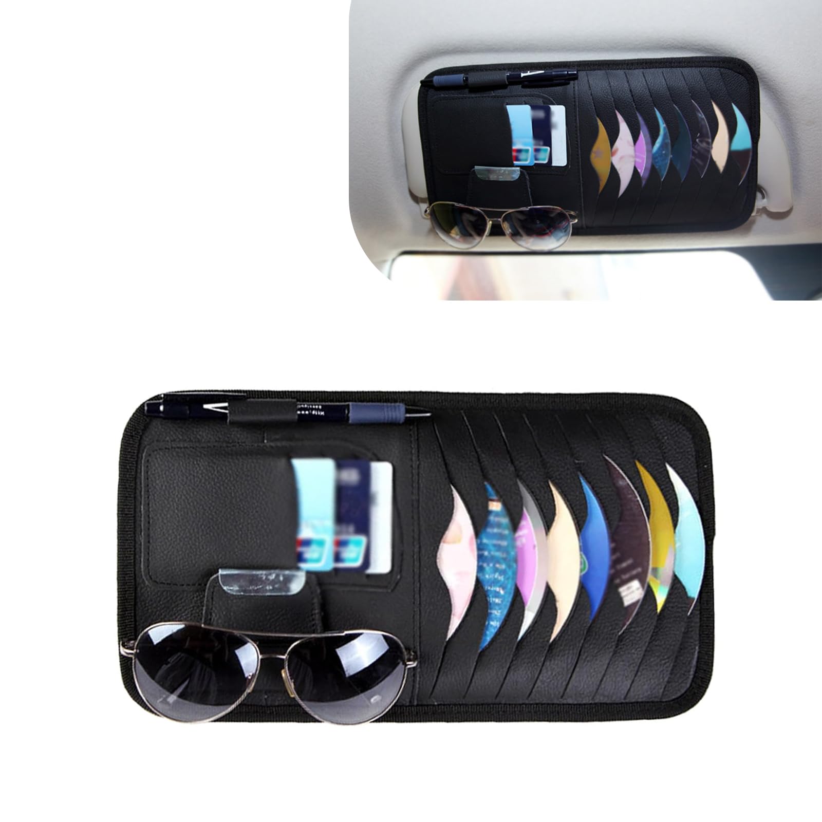 Car CD Holder, Compartmentalized Storage Pouch for Eyeglasses - Product Imagery