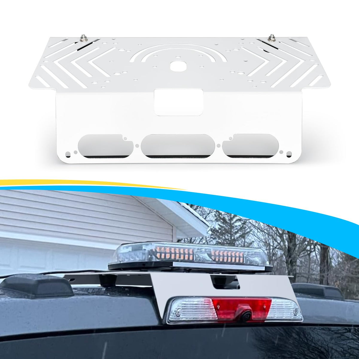 TOPOWN White Metal Drill-Free Light Bar Cab Mount for Ford F-150 - Product Imagery