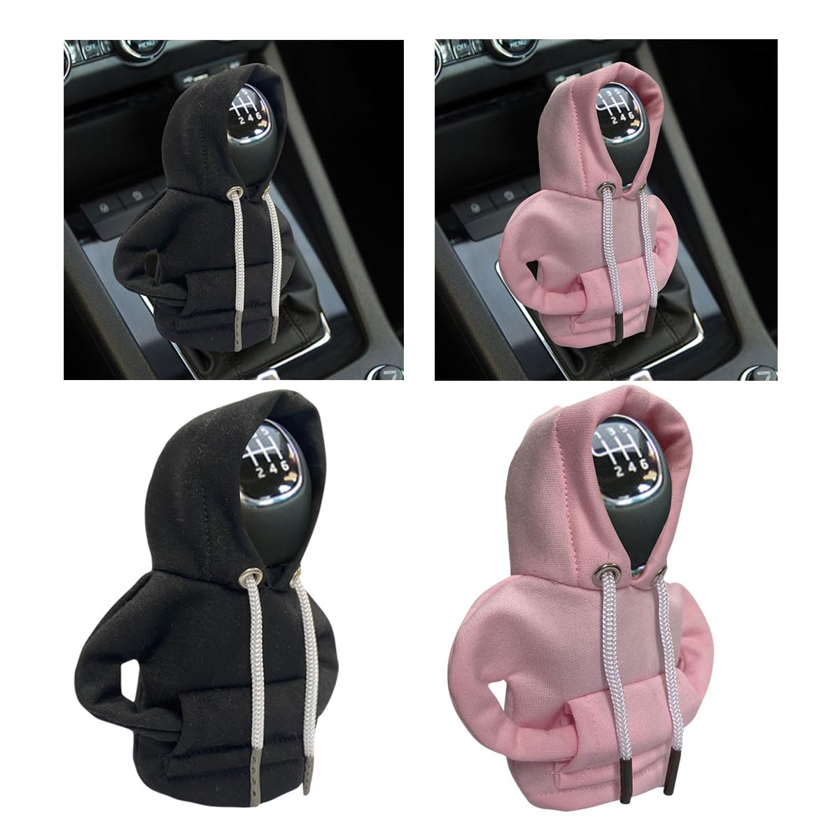 JOYCOURT 2PCS Car Gear Shift Hoodie Auto Shifter Knob Cover, - Product Imagery