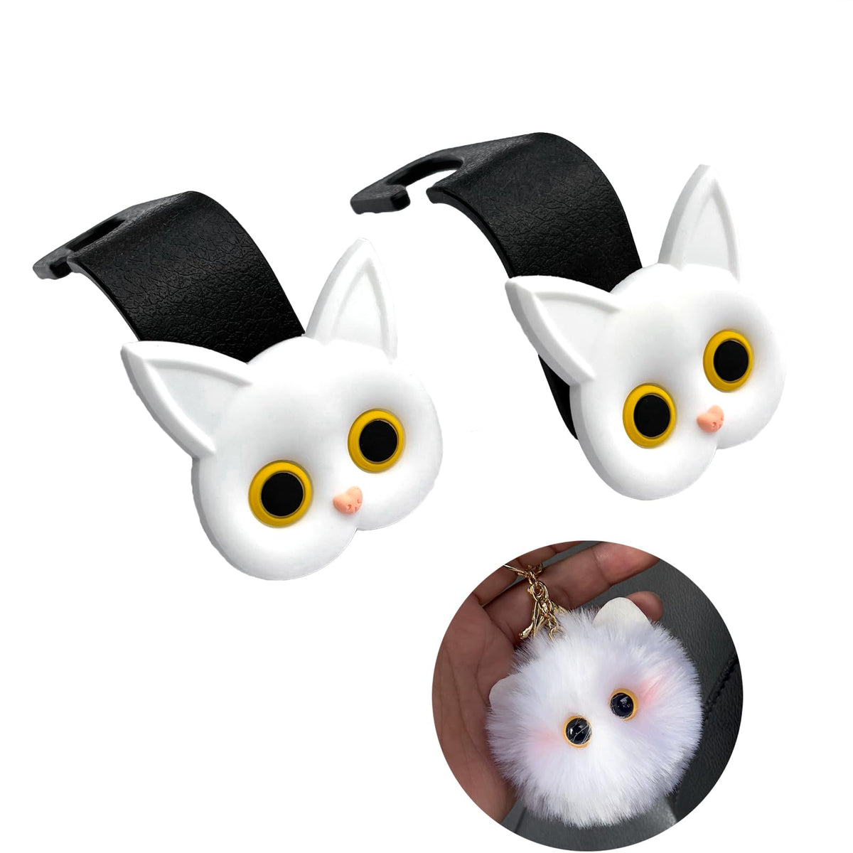 Cute Cat Car Accessories Hooks Hanger for Purses and Bags, - Product Imagery