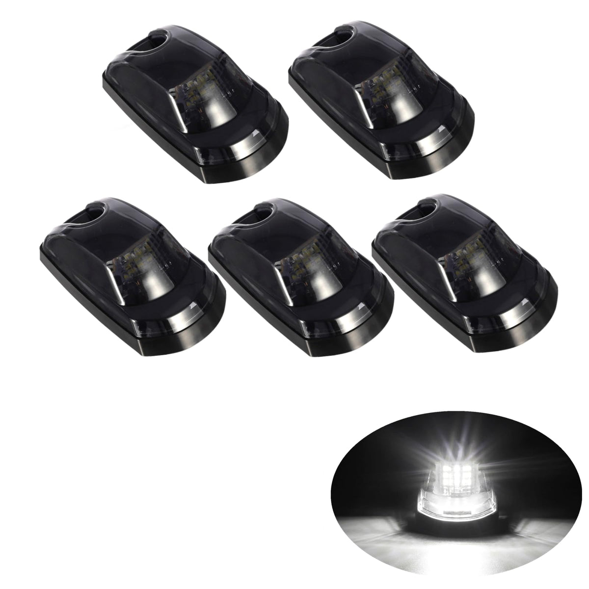 5PCS 9LED Cab Marker Lights Clear Lens Amber Top Roof Clearance - Product Imagery