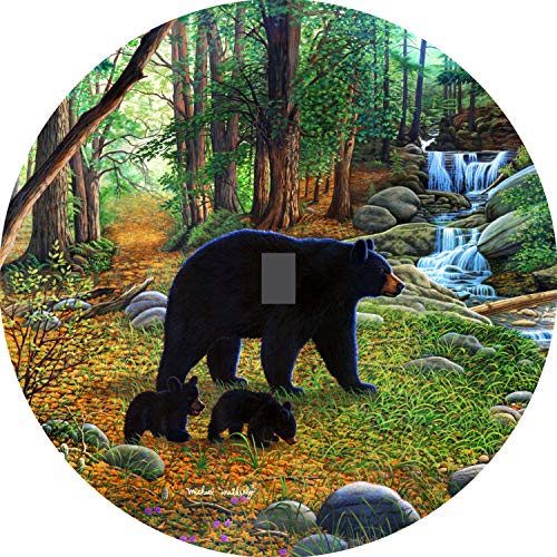 Early Morning Black Bear & Cubs Spare Tire Cover with Back UP - Product Imagery