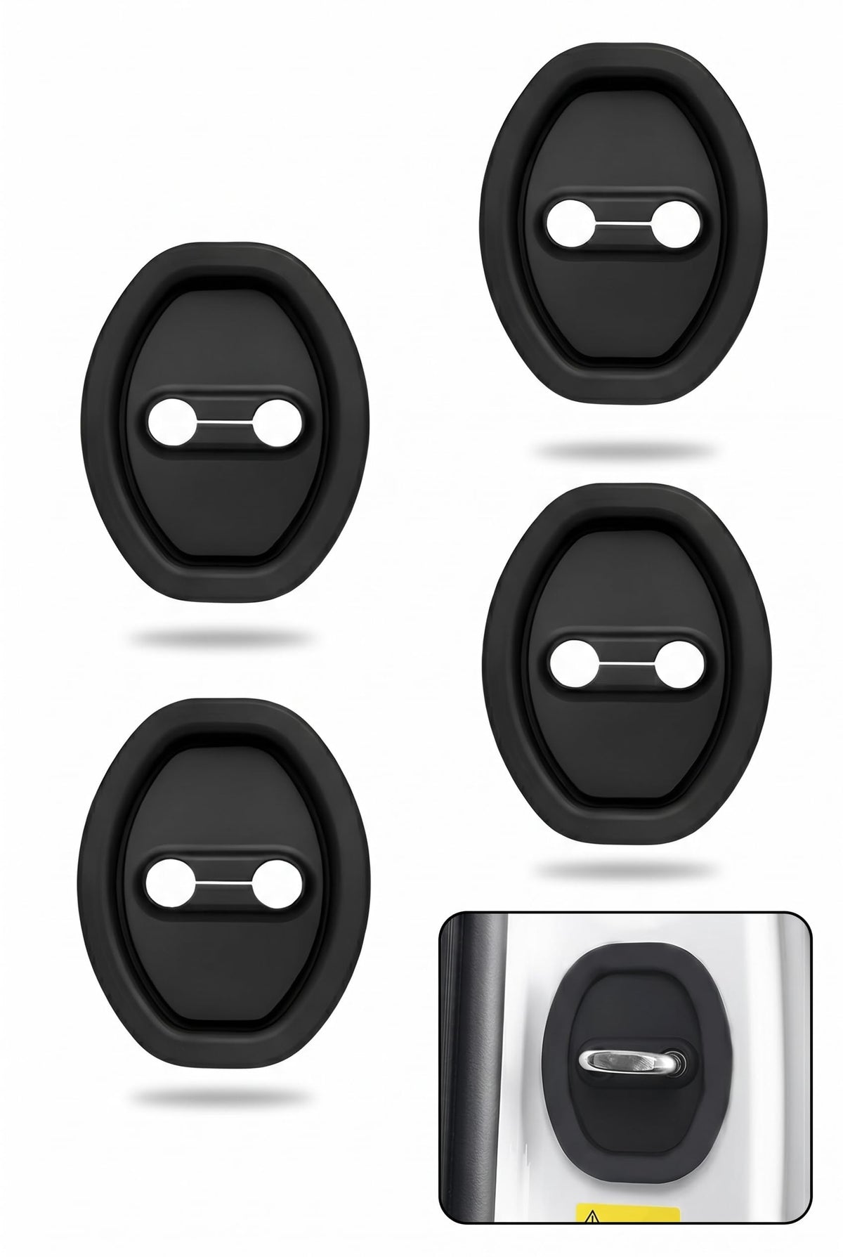 4 PCS Car Door Latch Guard, Silicone Car Door Latch Covers, Black - Product Imagery