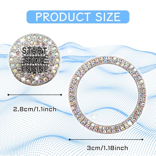 2PCS Rhinestone Push Start Button Cover Bling Car Accessories - Product Imagery
