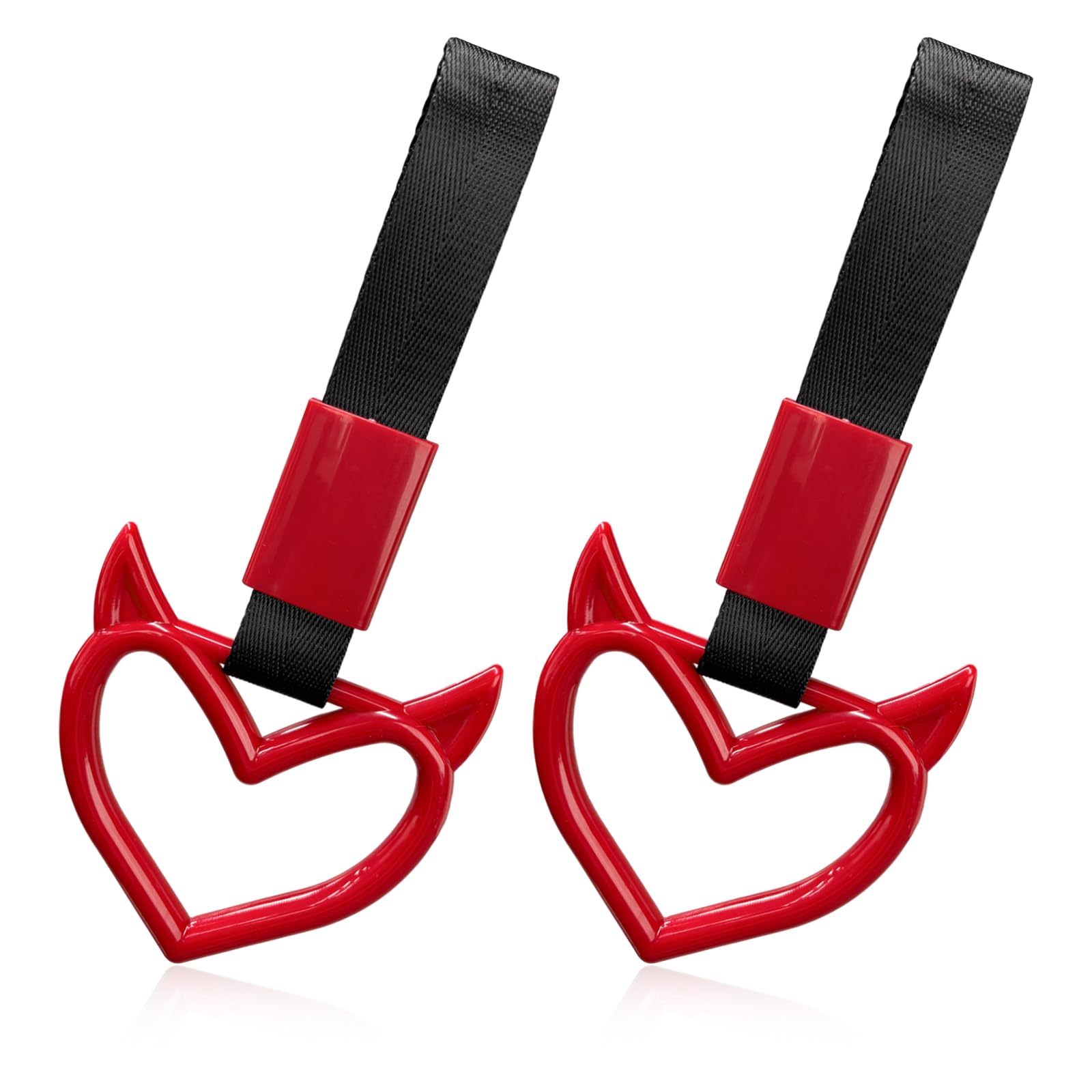 2 PCS Devil Heart Shaped Car Handle Strap, Stylish Auto Rear - Product Imagery