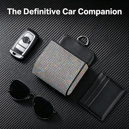 Car Air Vent Storage Organizer, Bling Rhinestone Leather Pouch - Product Imagery