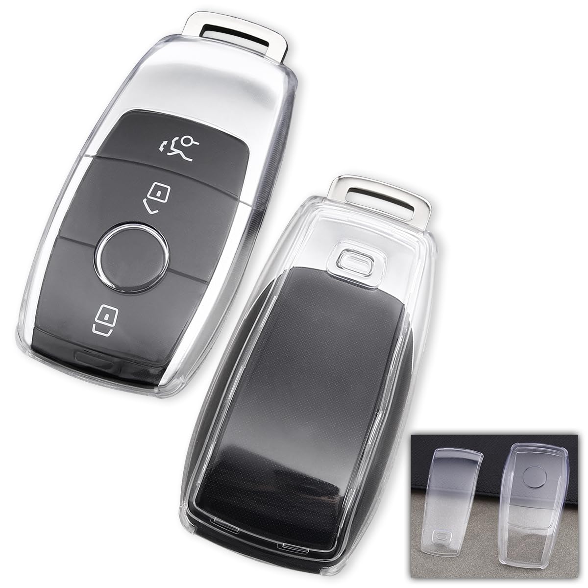 Compatible for Benz A B C E S GLC CLA CLE EQE Clear Car Key Fob - Product Imagery