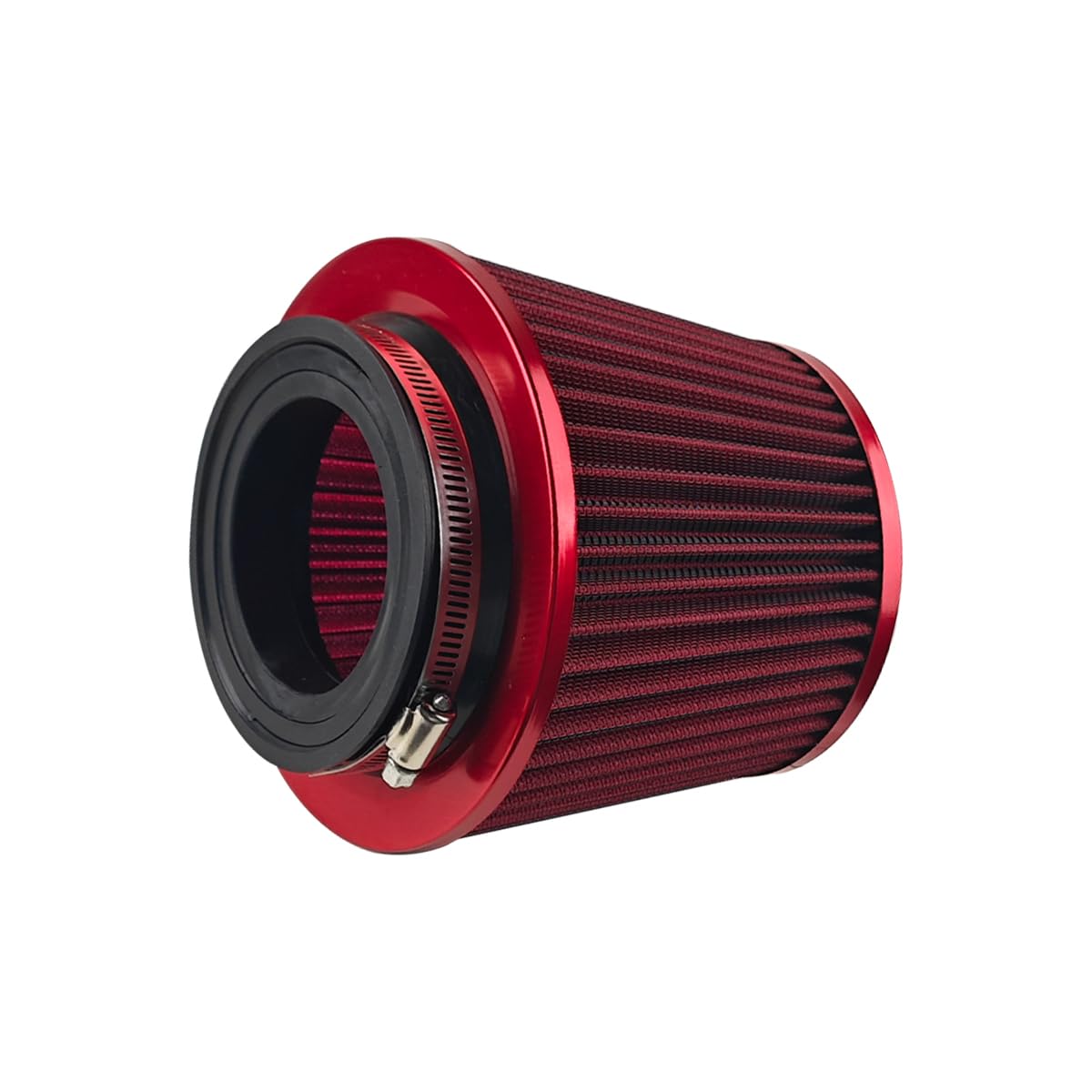 3/3.5/4 Inch Clamp-On Cone Air Intake Filter Kit, Red - Product Imagery