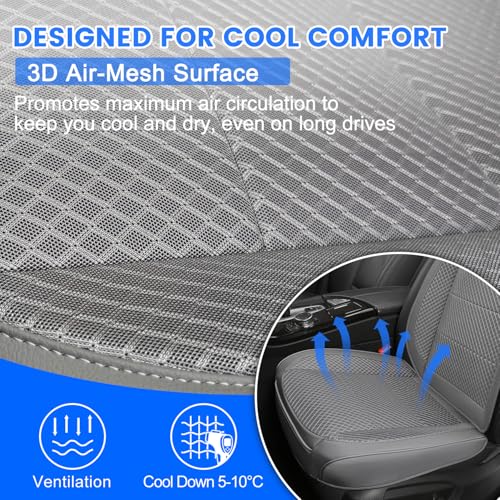 1 Pack Gray Ventilated Cooling Car Seat Covers for Summer - Product Imagery