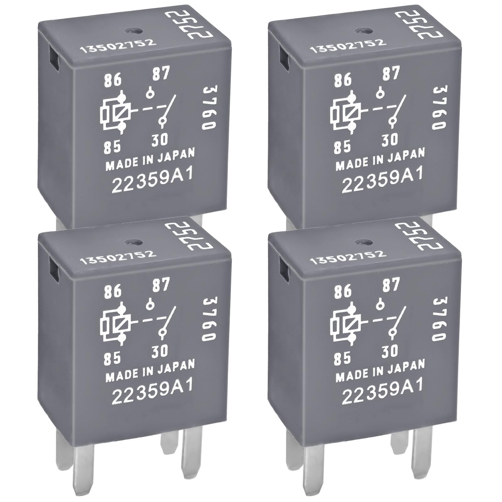 4Pcs Relay 13502752, 12VDC 30A 4 Pins Multi-Purpose OEM Relay - Product Imagery