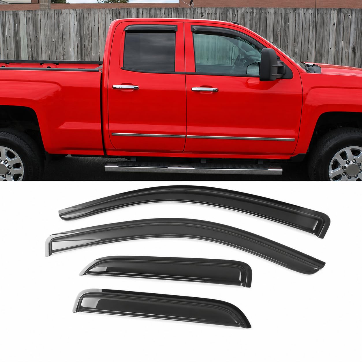 Smoked Window Visors Deflectors Rain Guards for 2014-2018 - Product Imagery