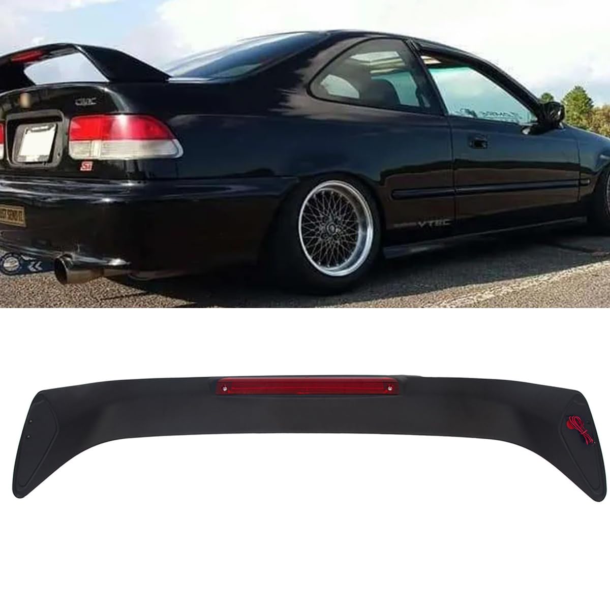 Matte Black Rear Car Spoiler for 1996-2000 Honda Civic 4DR Coupe - Product Imagery