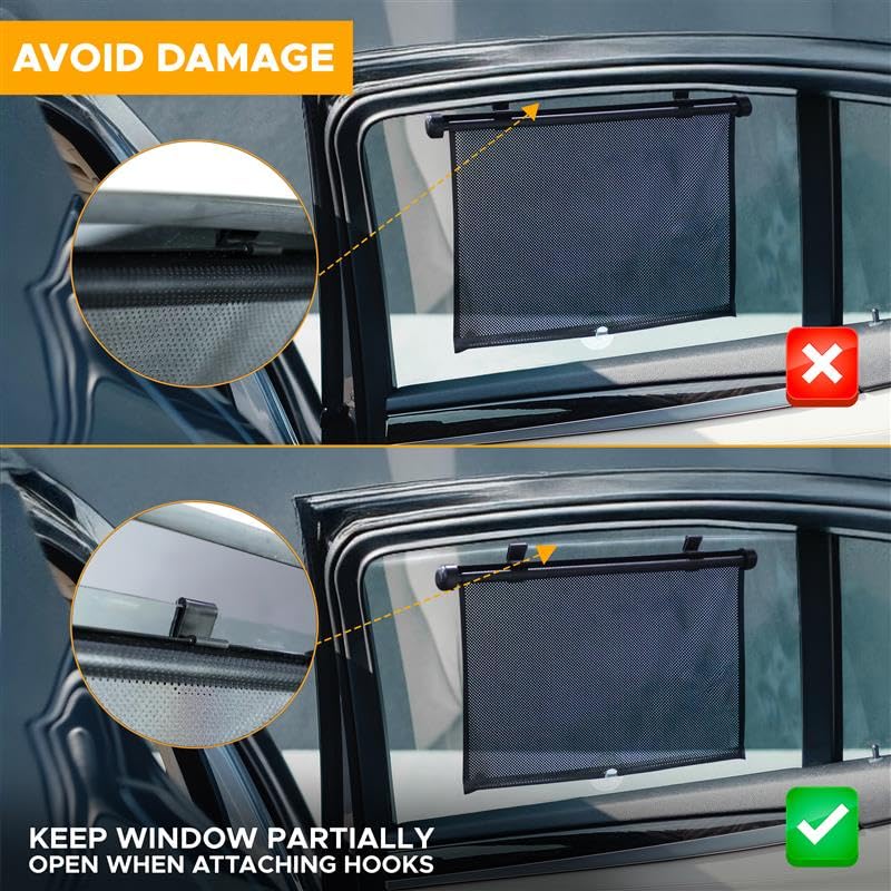 EcoNour Car Window Shades for Baby (2 Pack) Side Sunshade, Sun - Product Imagery