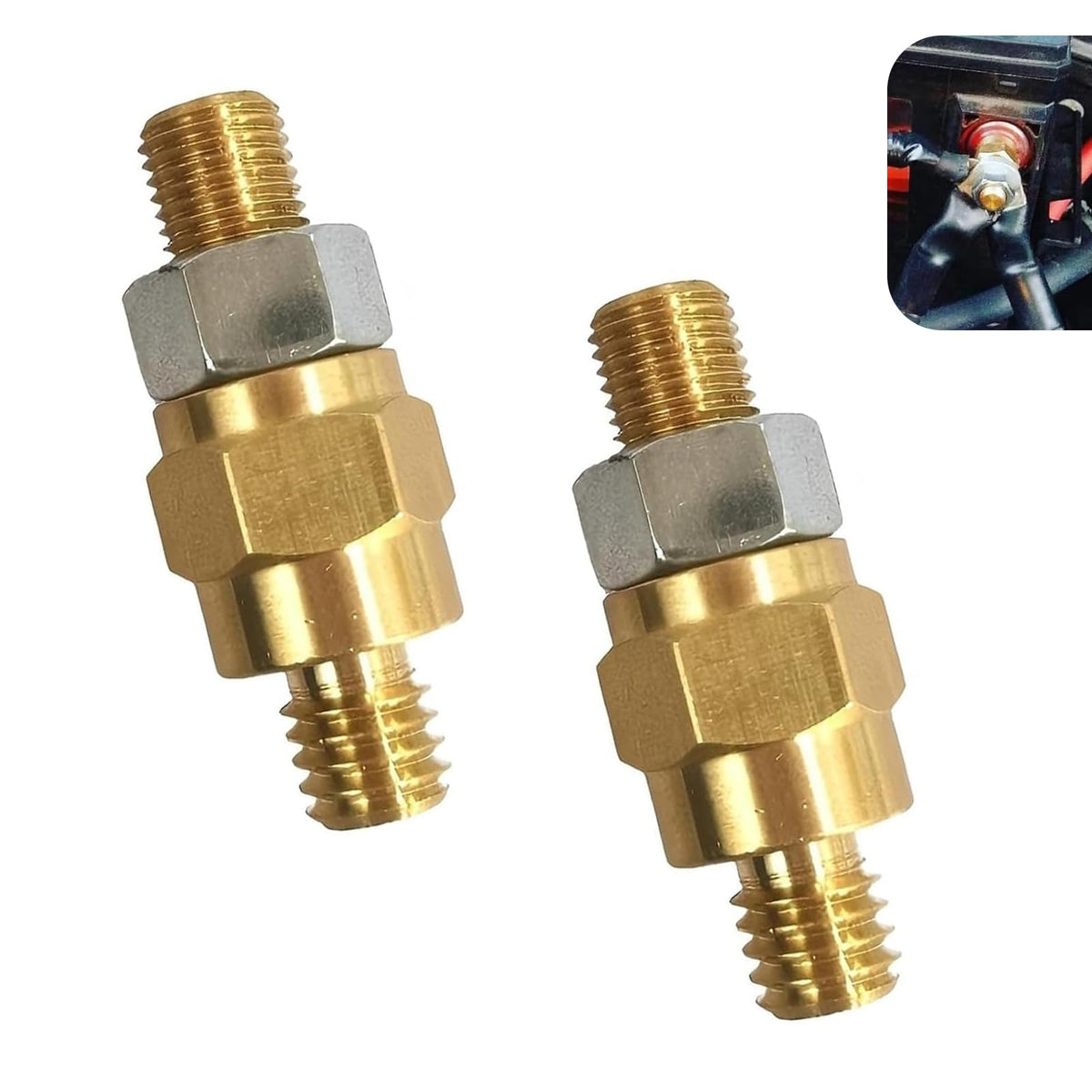 2 PCS Side Post Battery Terminal, 3/8 "-16 & 3/8 "-24 Copper - Product Imagery