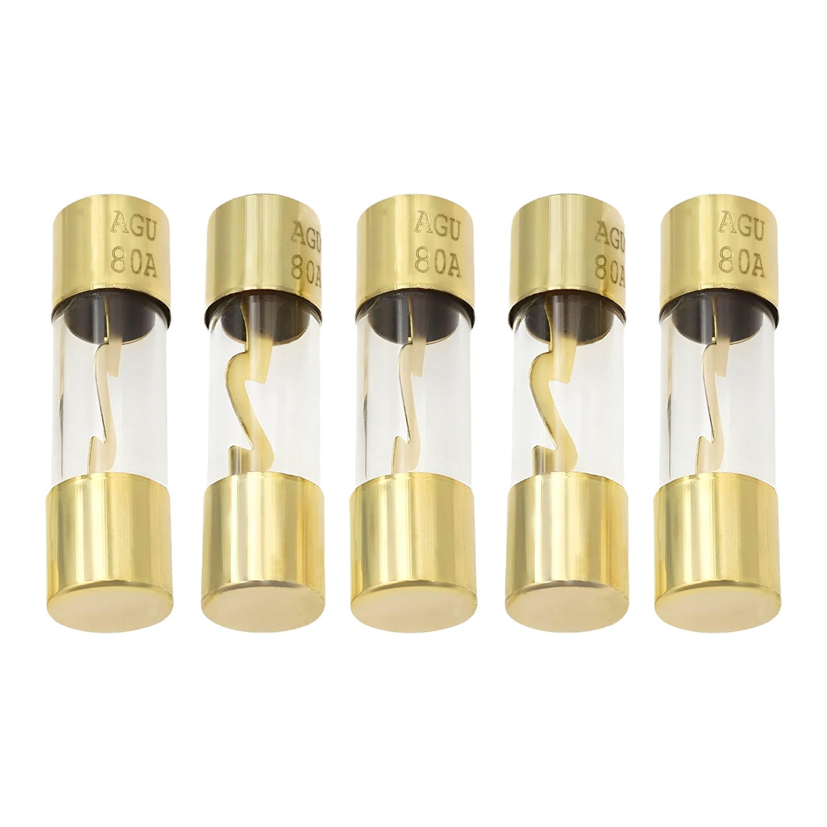 5 PCS 80A AGU Fuses, Inline Automotive Audio Stereo System Fuse - Product Imagery