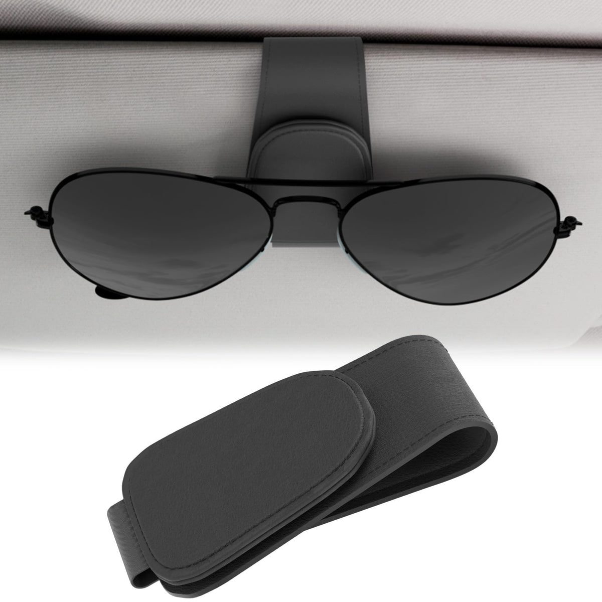 BFXM Sunglass Holder for Car, Car Accessories Interior, Leather - Product Imagery