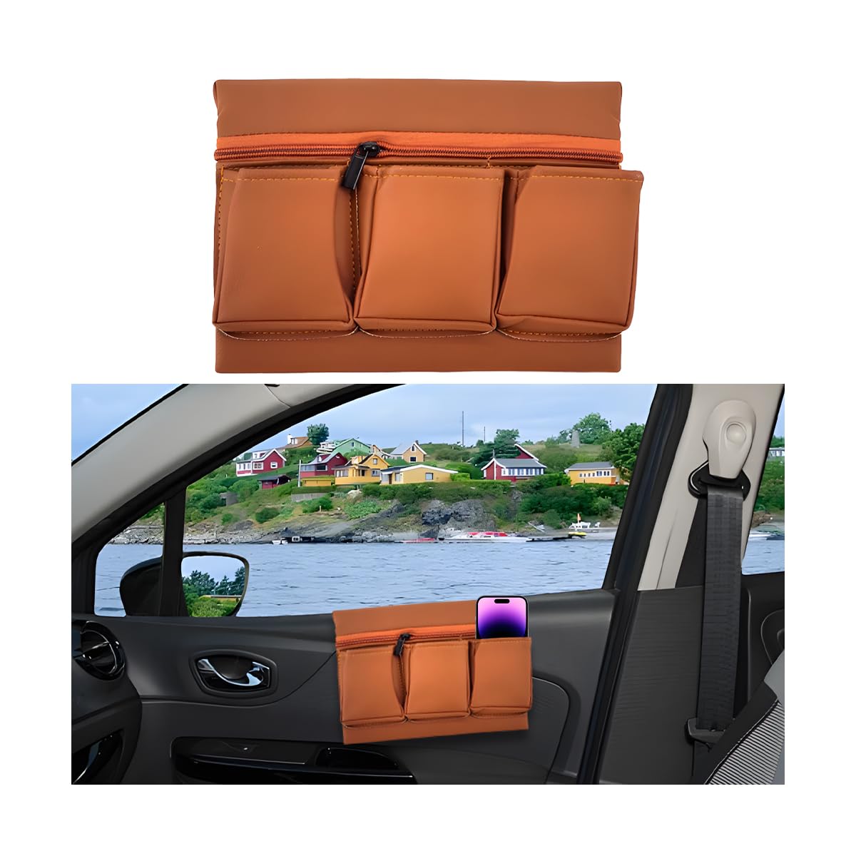 Mandark Leather Car Window Armrest Organizer with Multiple - Product Imagery
