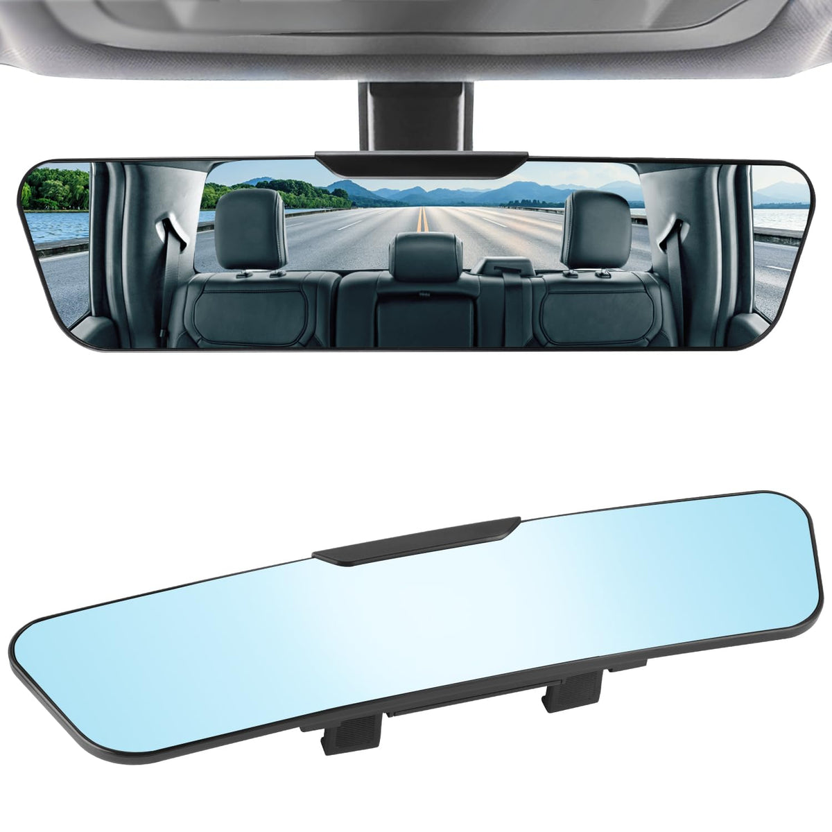 LivTee Anti Glare Rear View Mirror, Universal 12'' (305mm), Wide - Product Imagery