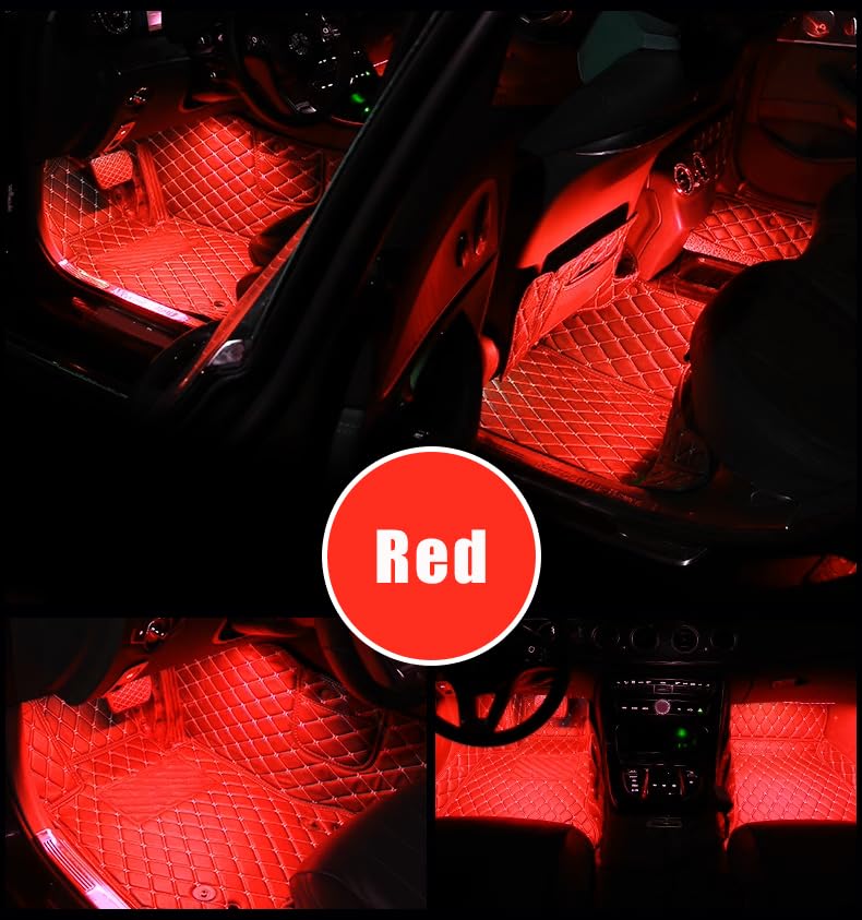 4 in 1 Car Interior LED Ambient Light Kit, Red - Product Imagery