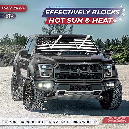 Autoamerics Truck Windshield Sun Shade - American Flag, 64 x - Product Imagery
