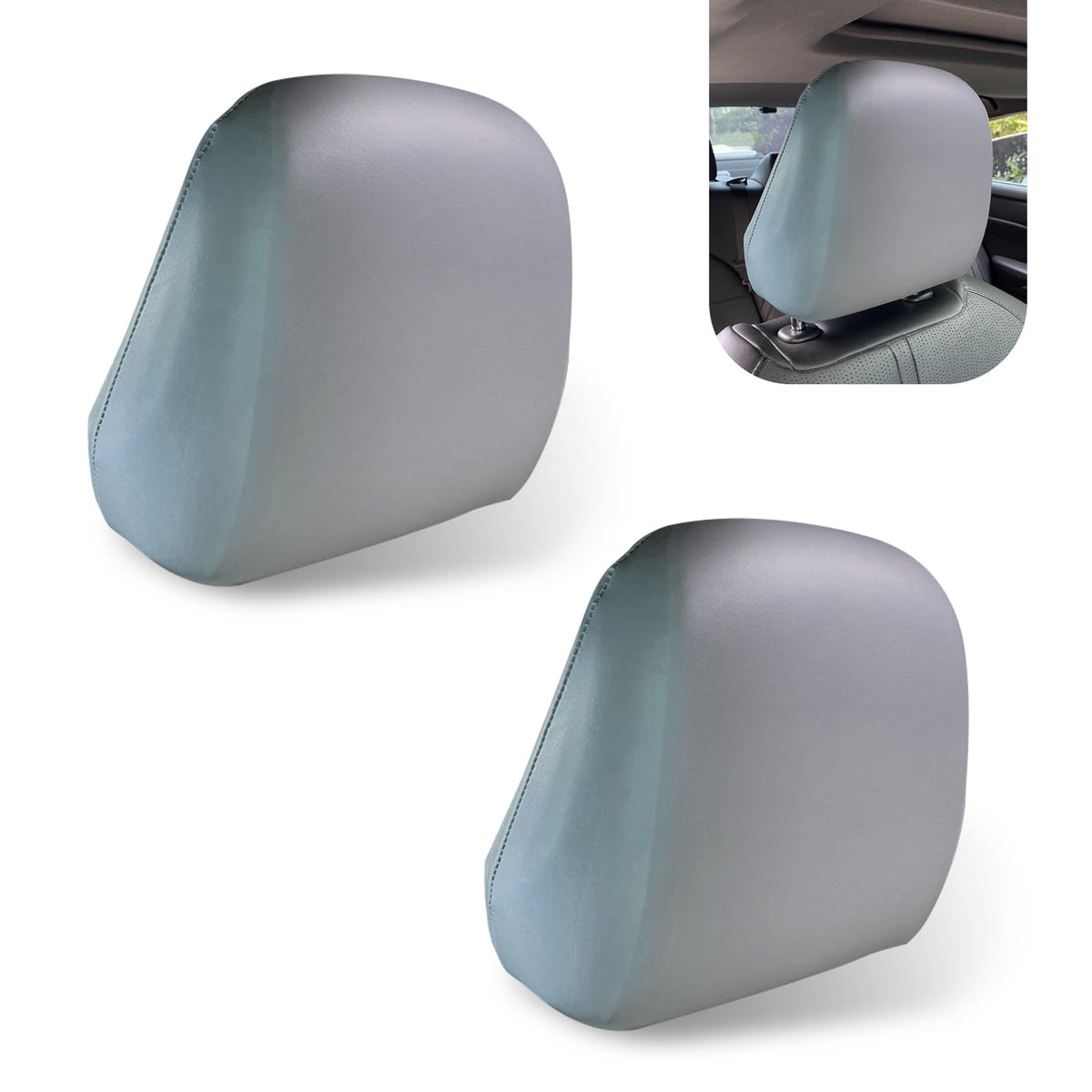Shakas 2 PCS Cars Headrest Covers, Full Wrap-around Non-marking - Product Imagery
