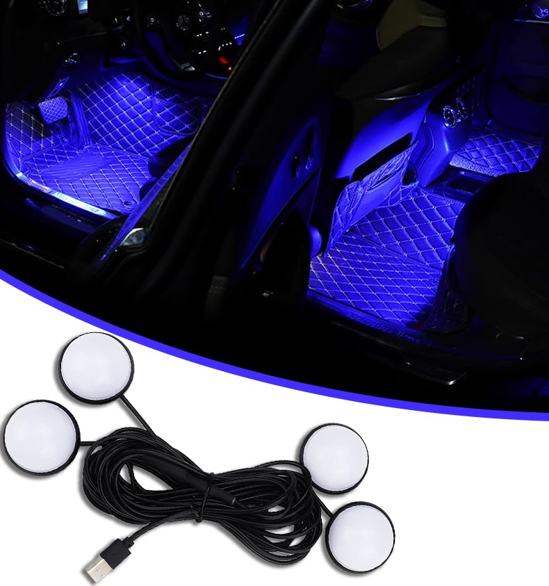 4 in 1 Car Interior LED Ambient Light Kit, Blue - Product Imagery
