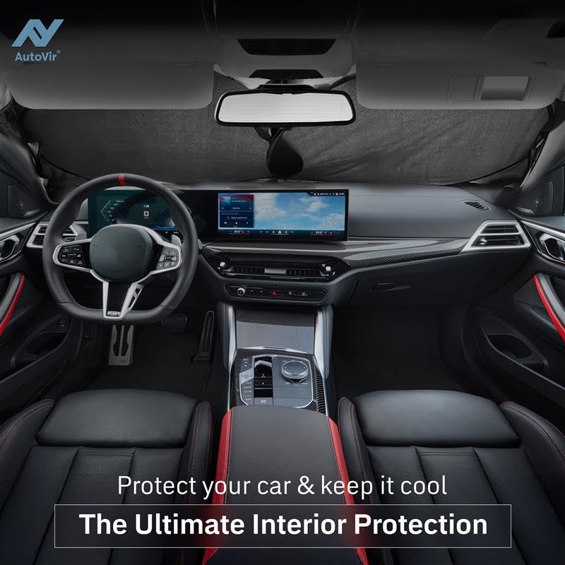Autovir Windshield Sun Shade, Foldable Car Window Shades, 280T - Product Imagery