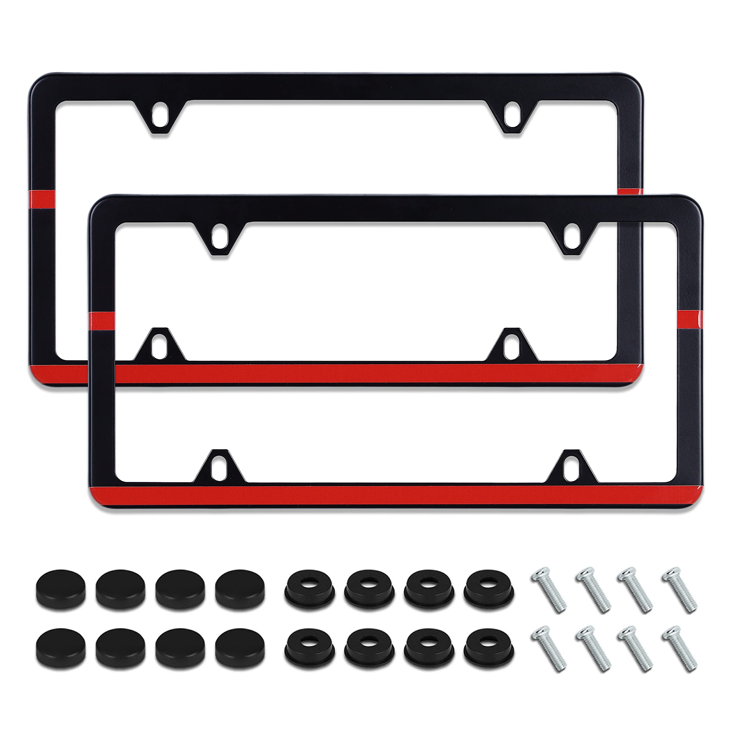 Thin Red Line License Plate Frame Firefighter License Plate - Product Imagery