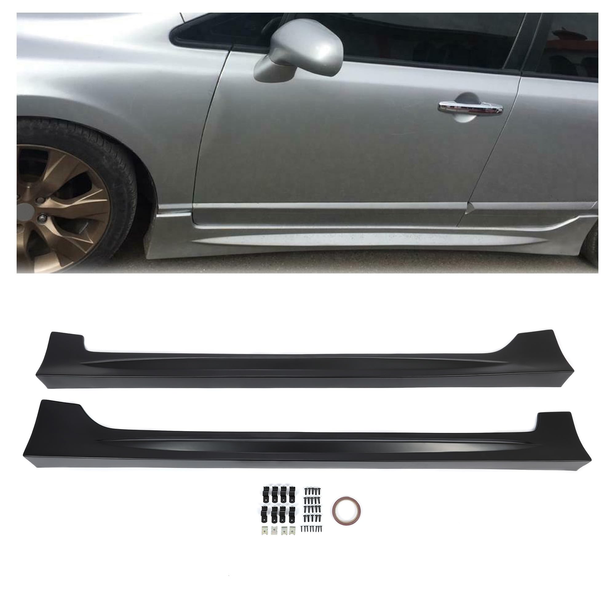 HECASA Skirts Compatible with 2006-2011 Civic 4 Door - Product Imagery