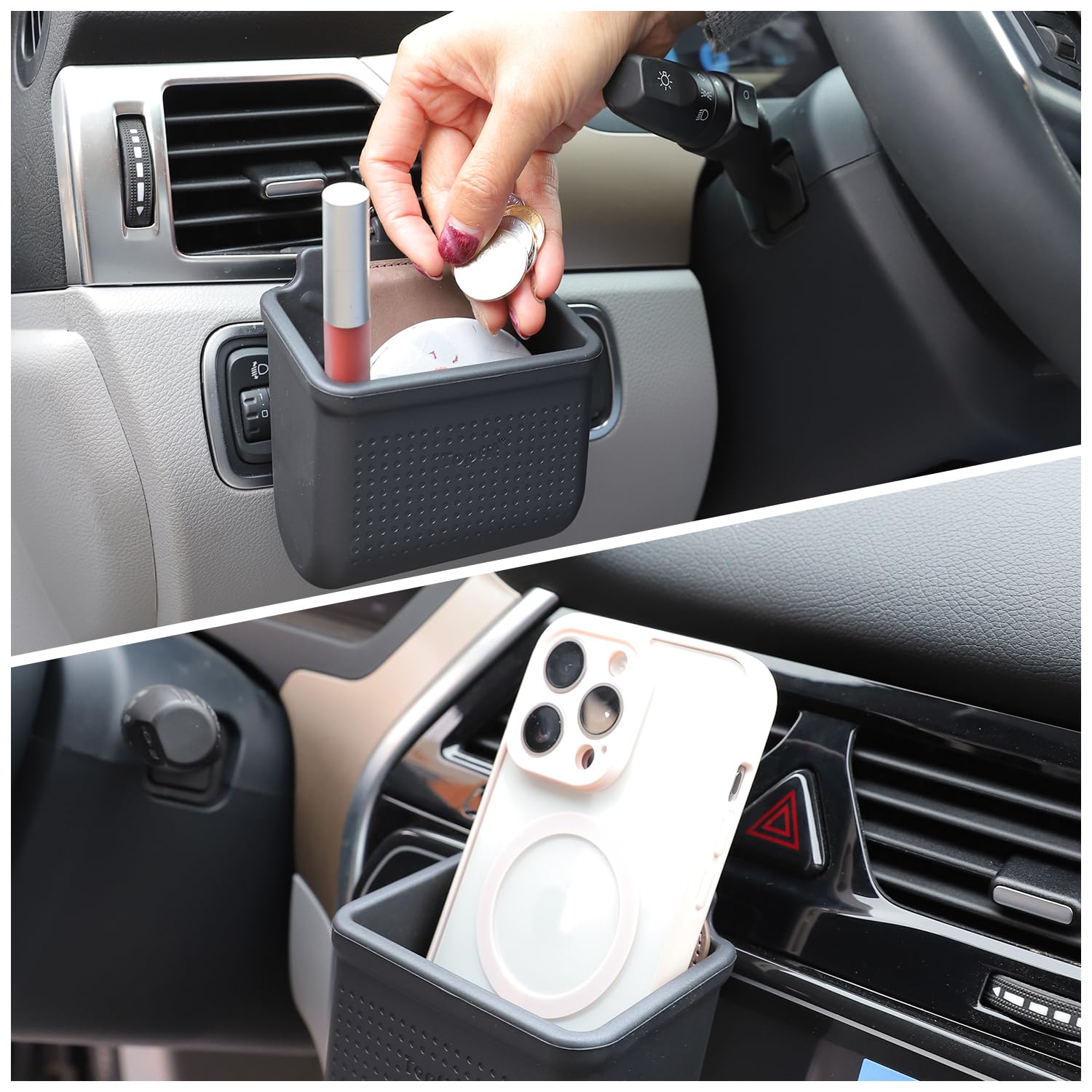 Car Air Vent Storage Bag Organizer Pocket Sunglass Holder Car - Product Imagery