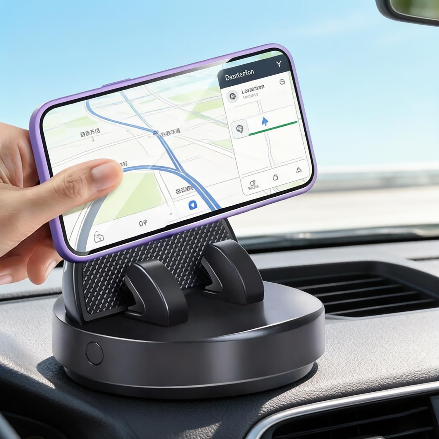 Car Dashboard Phone Mount 360° Rotatable,Adhesive Auto Phone - Product Imagery
