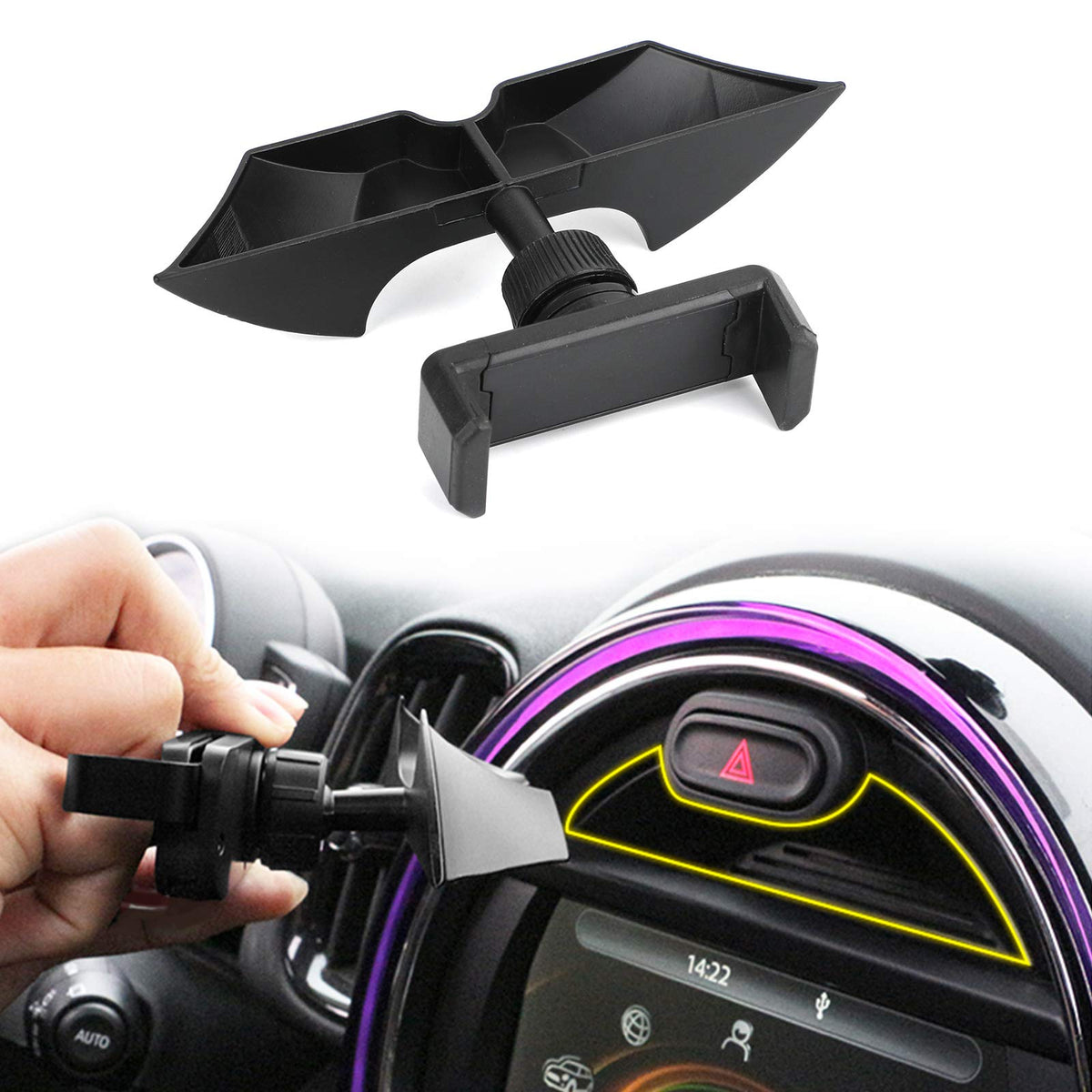 Topteng Dashboard Phone Holder for Car, Dashboard Slot Phone - Product Imagery