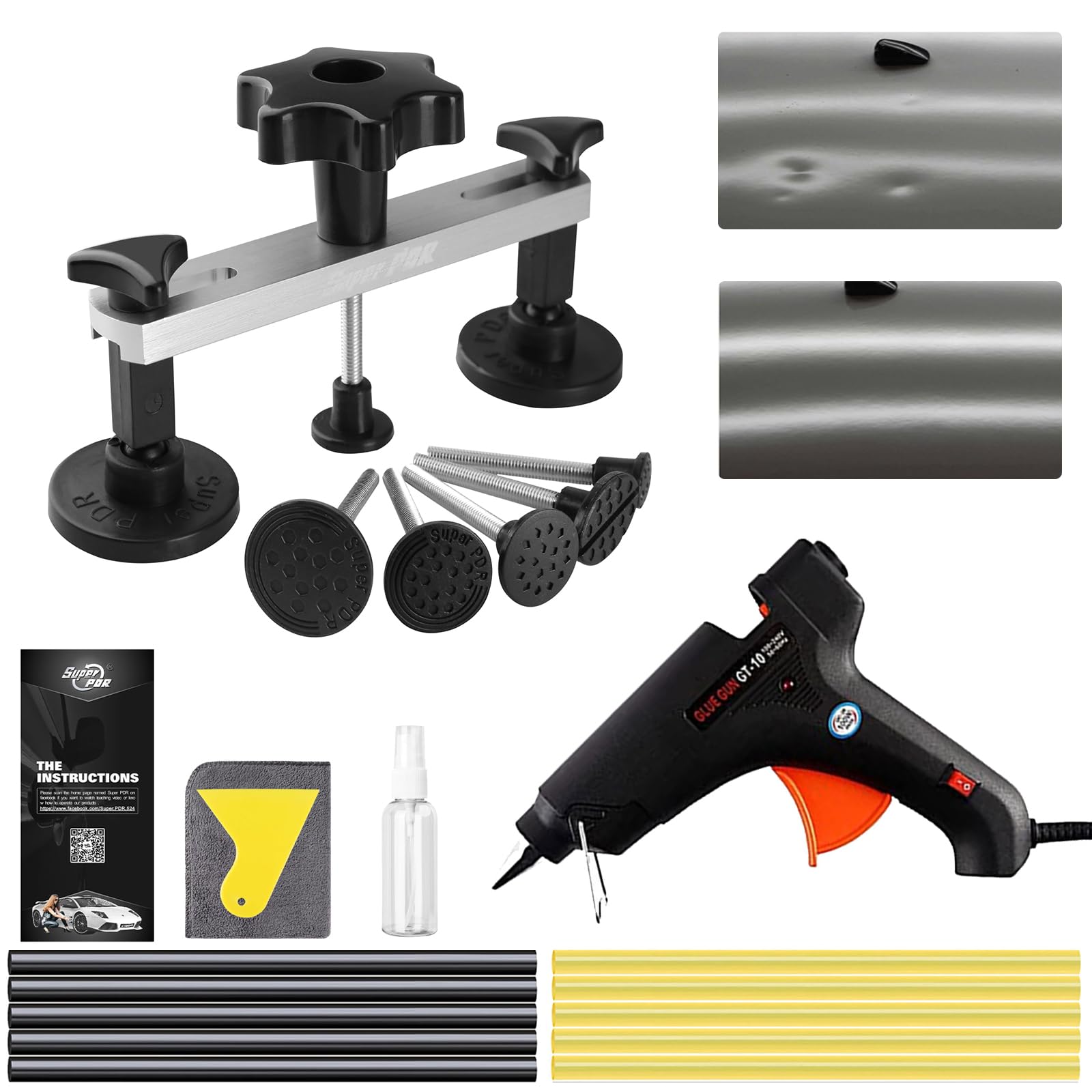 Super PDR Dent Puller Kit, Car Dent Removal Kit with Bridge - Product Imagery