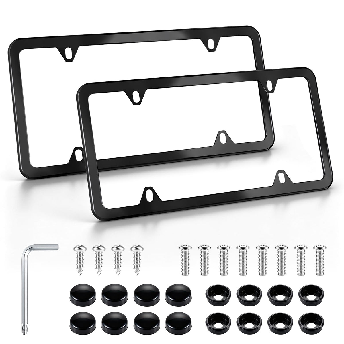 LivTee 4 Holes Stainless Steel License Plate Frames, 2 PCS Car - Product Imagery