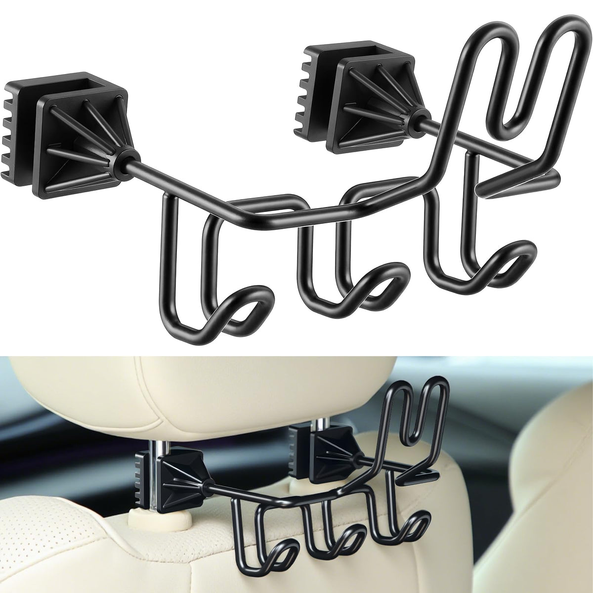 Hard Hat Holder for Truck Car Helmet Organizer, Triple Hooks, - Product Imagery