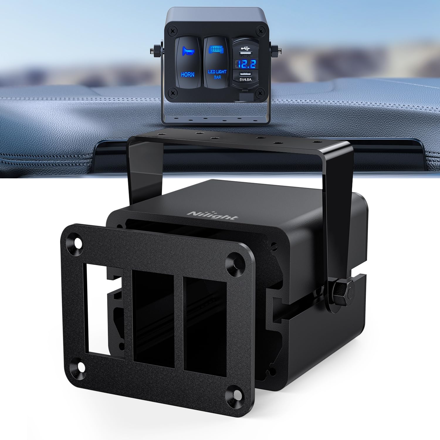 Nilight 3 Gang Rocker Switch Box Detachable Housing 3 Holes - Product Imagery