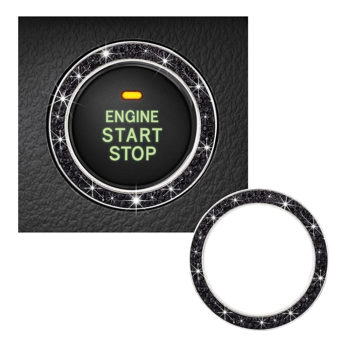 Kewucn Bling Crystal Double Rhinestone Car Engine Start - Product Imagery