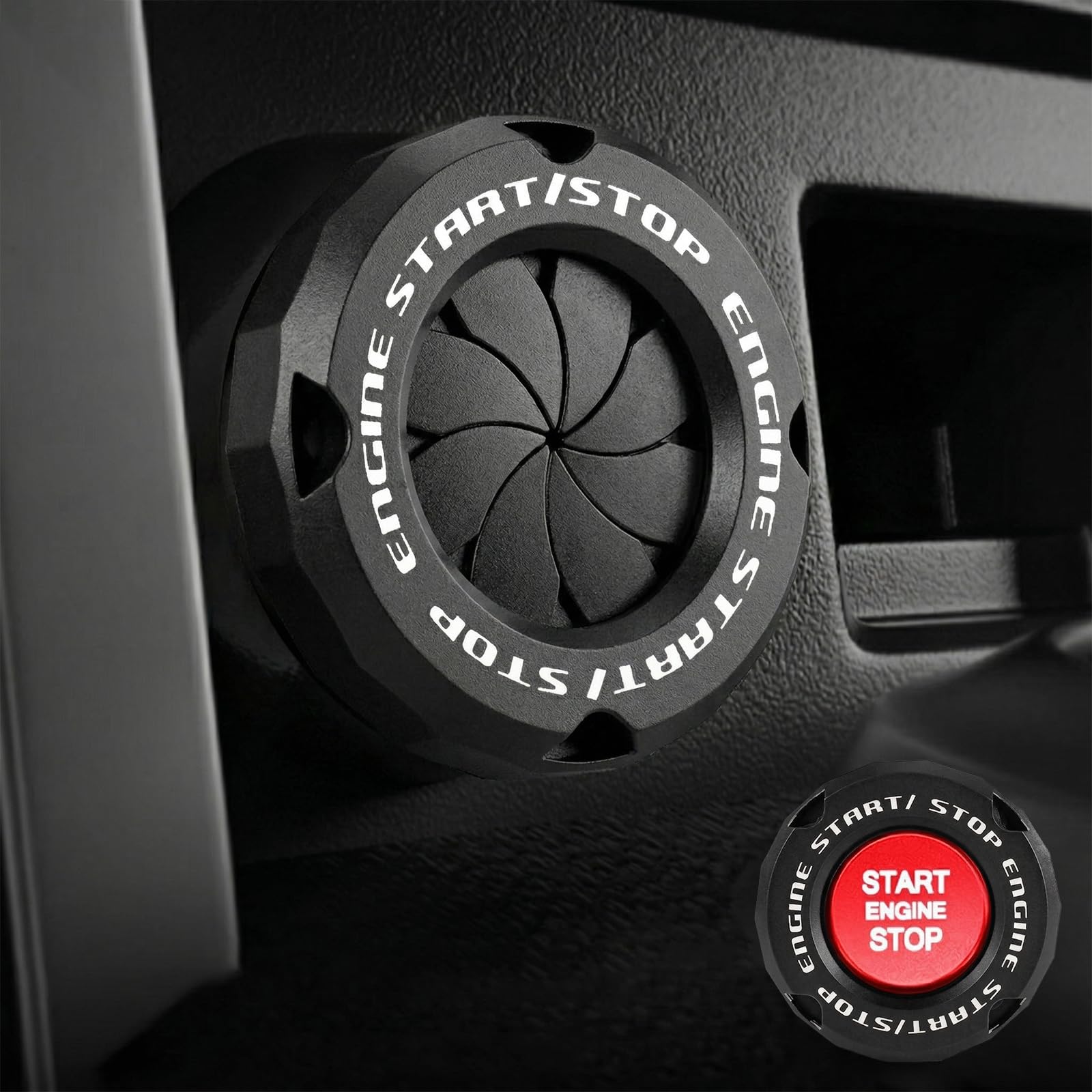 Rotary Push Start Button Cover, Car Engine Push to Start Stop - Product Imagery