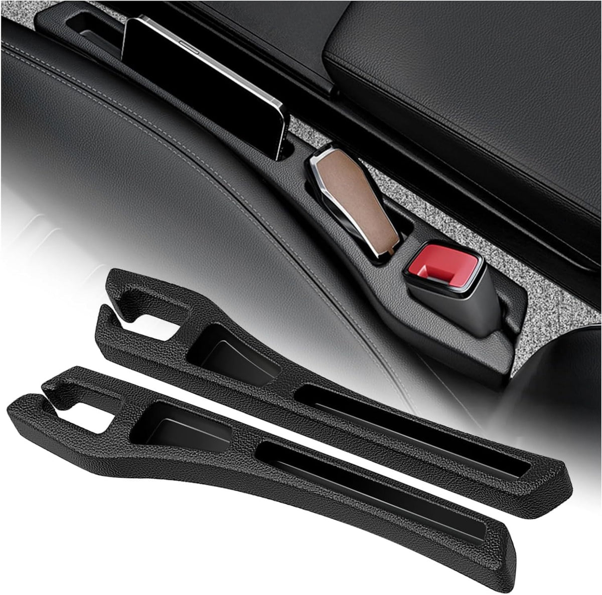 2PCS Car Seat Gap Filler Organizer Storages Phone Key Avoids - Product Imagery
