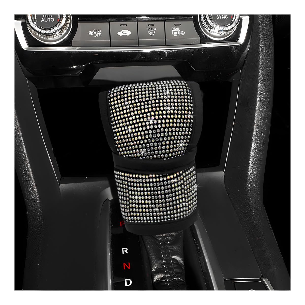 povtii Diamond Car Shift Knob Cover, Shining Crystal Car Gear - Product Imagery