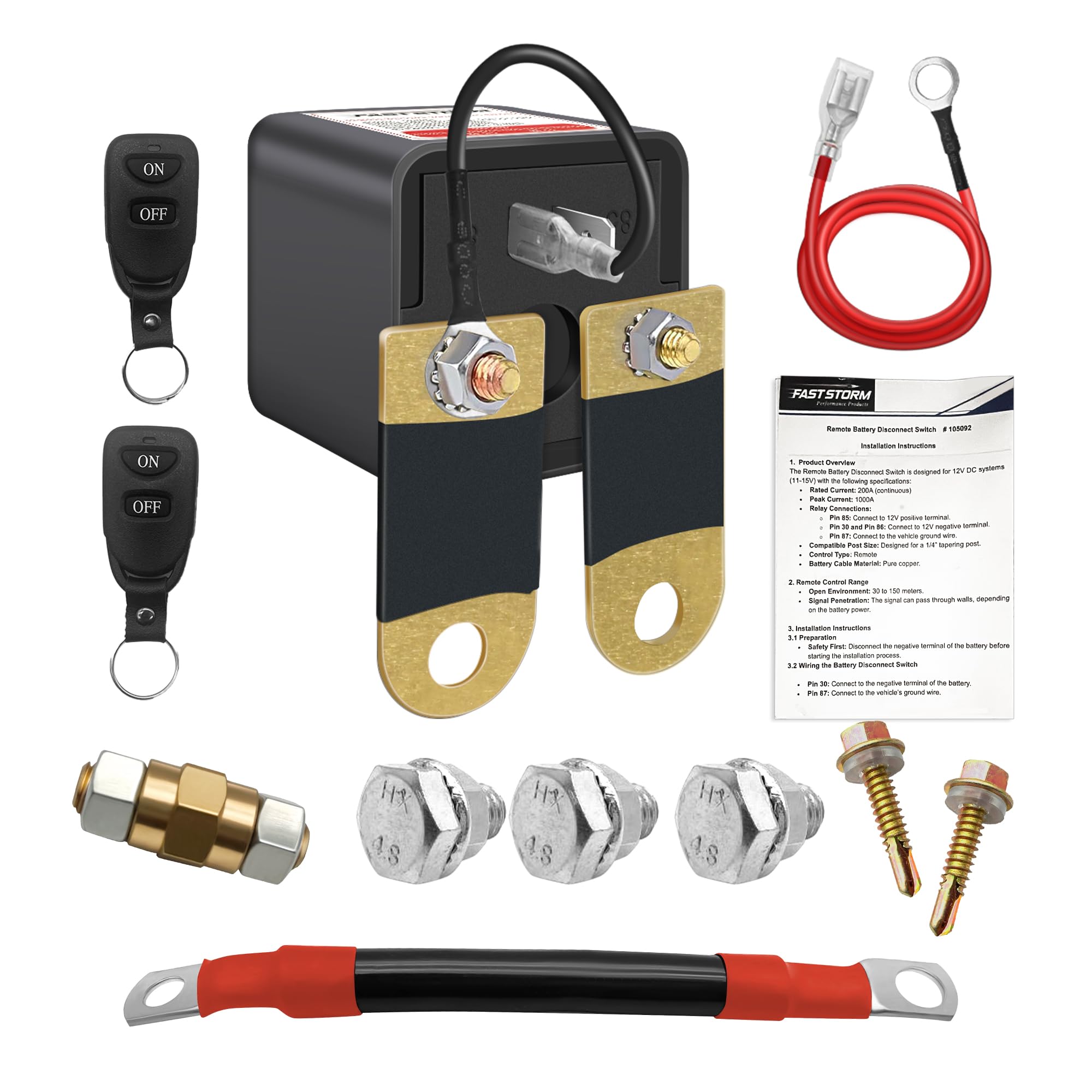 3/8" Side Post Remote Battery Disconnect Switch 12V Battery Kill - Product Imagery