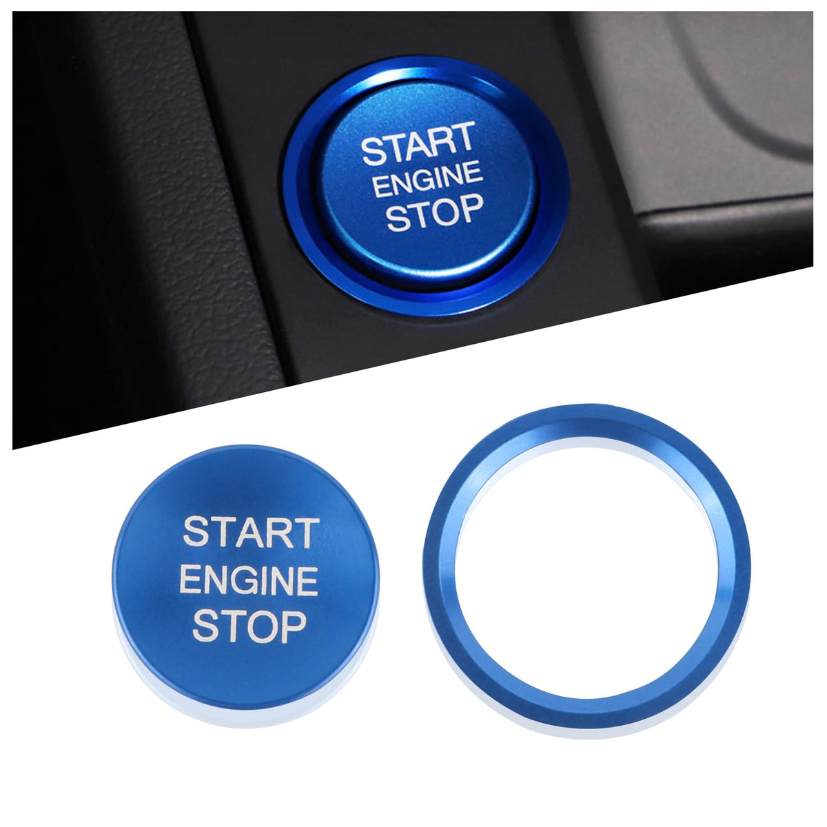 Car Push Start Button Cover Compatible with Audi,Cool Aluminum - Product Imagery