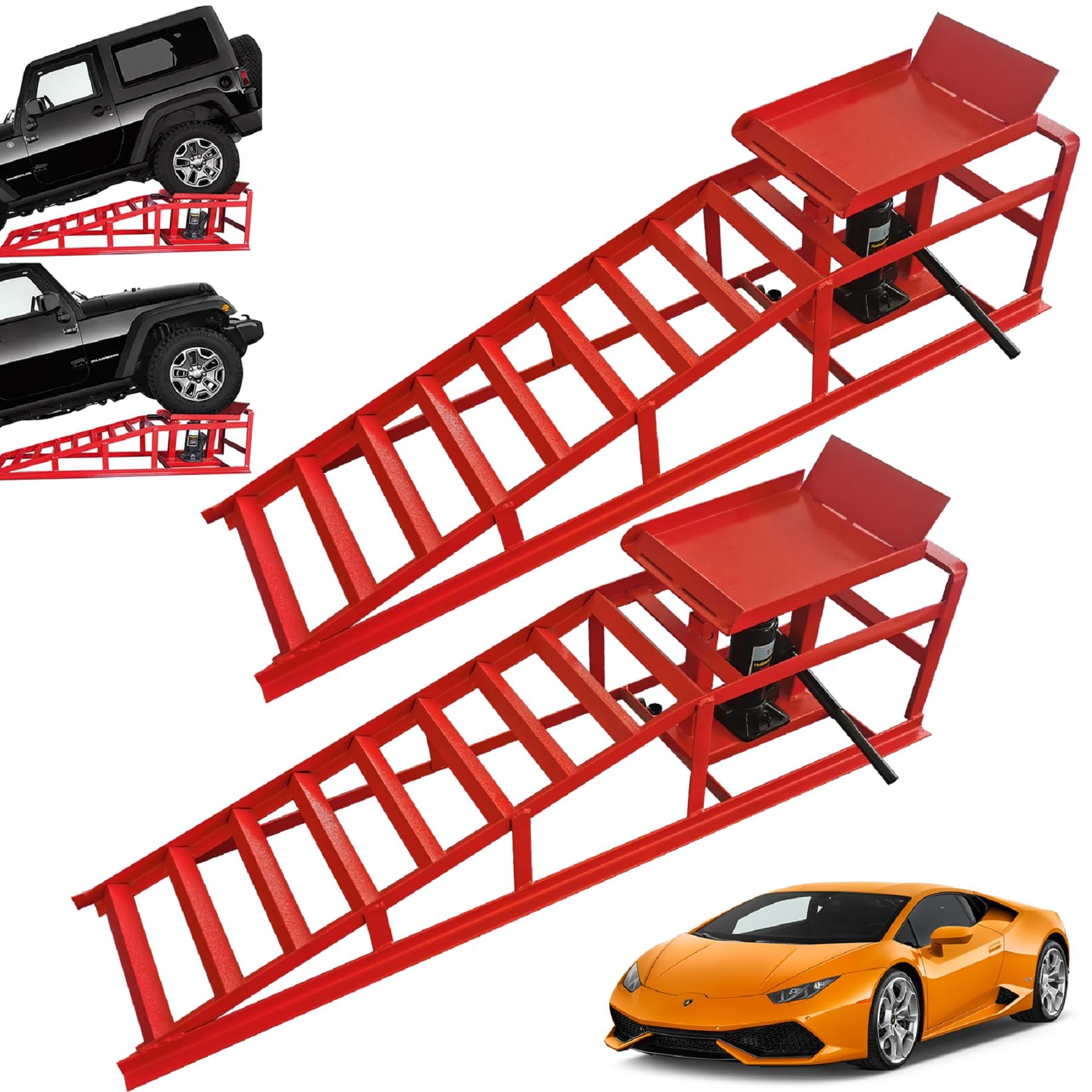 2PCS Auto Car Truck Service Ramps Lifts, 10000lbs Heavy Duty - Product Imagery
