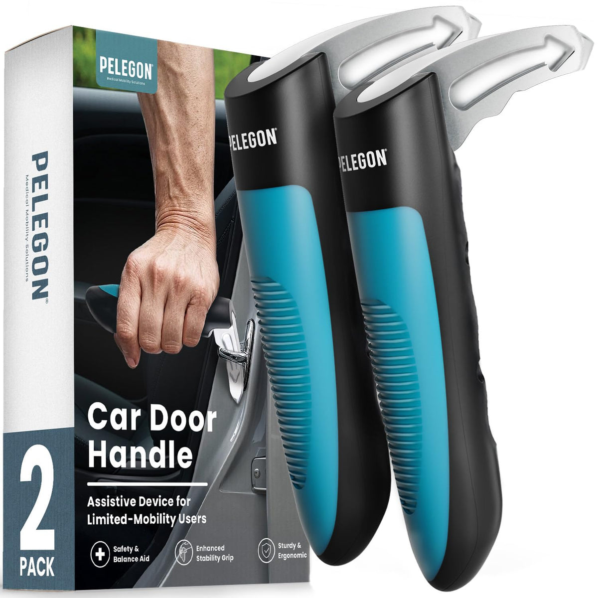 PELEGON Car Door Handle for Elderly (2 Pack) Car Cane Assist - Product Imagery